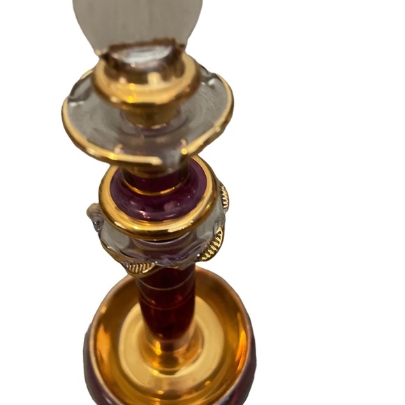 Hand Blown & Decorated Gold Gilt Egyptian Glass Perfume Bottle - Picture 5 of 15